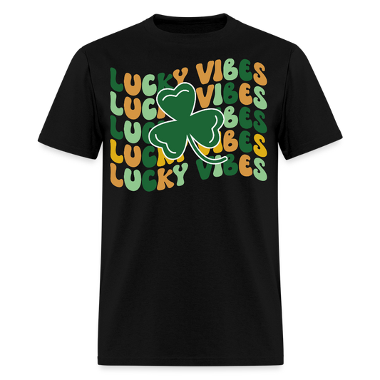 Retro Shamrock St Patrick’s Day Lucky Vibes T-shirt - black