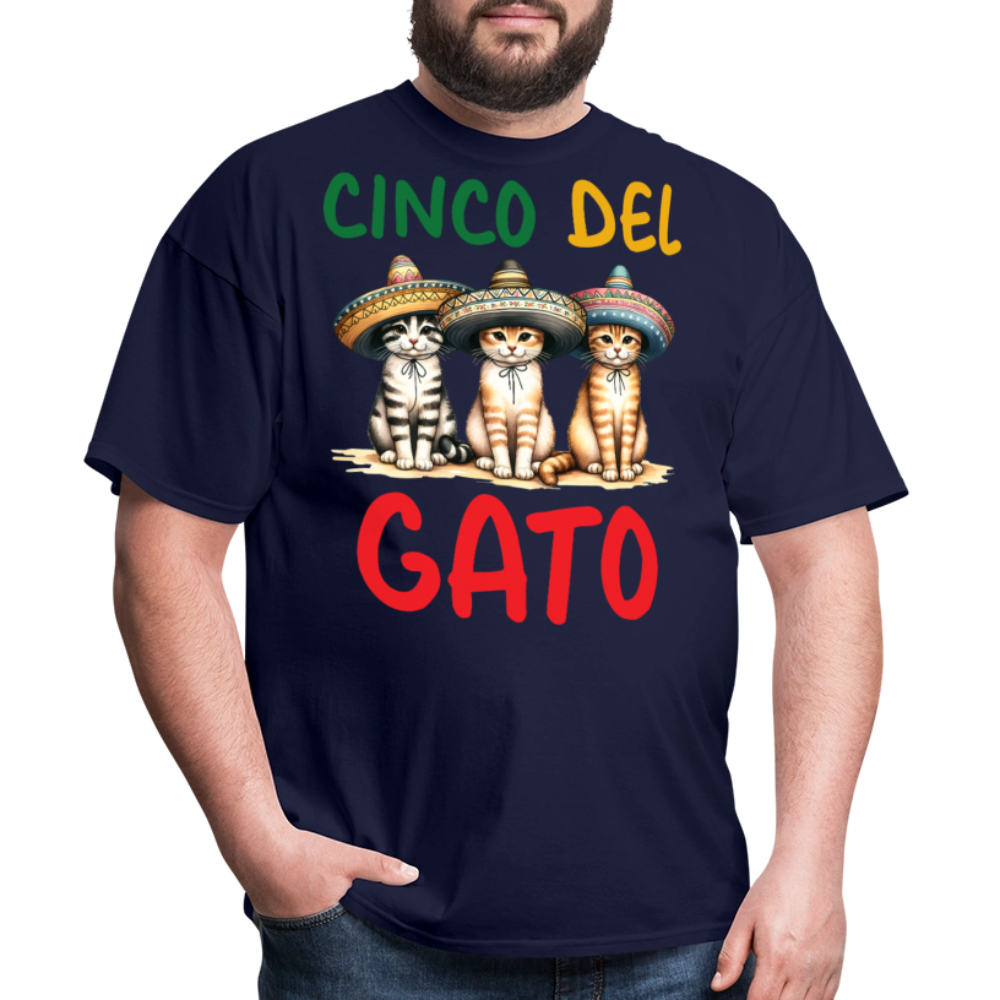 Cinco De Mayo Kitten Graphic Tee Funny Fiesta Cat T-shirt - navy