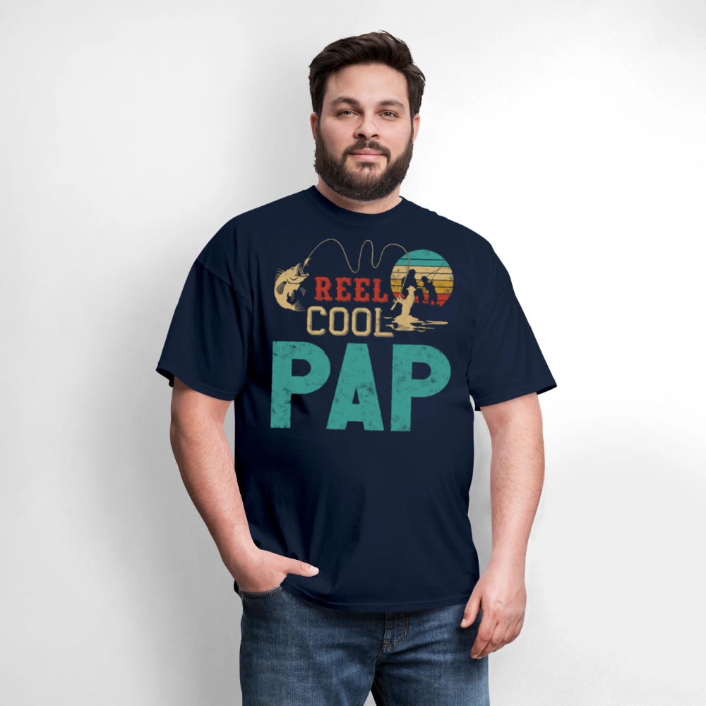 Reel Cool Pap Father's Day Fishing T-Shirt - navy