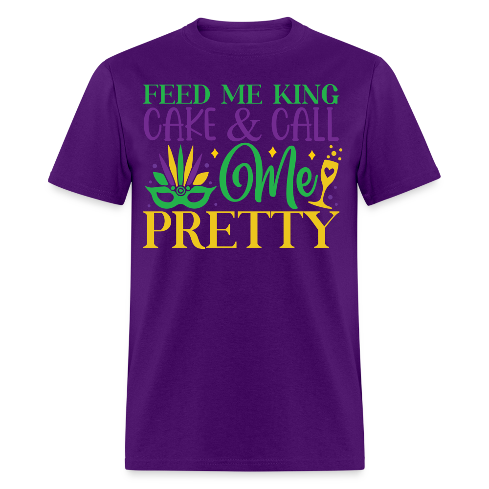 New Orleans Mardi Gras Tee Feed Me King Cake And Call Me Pretty T-shirt - purple