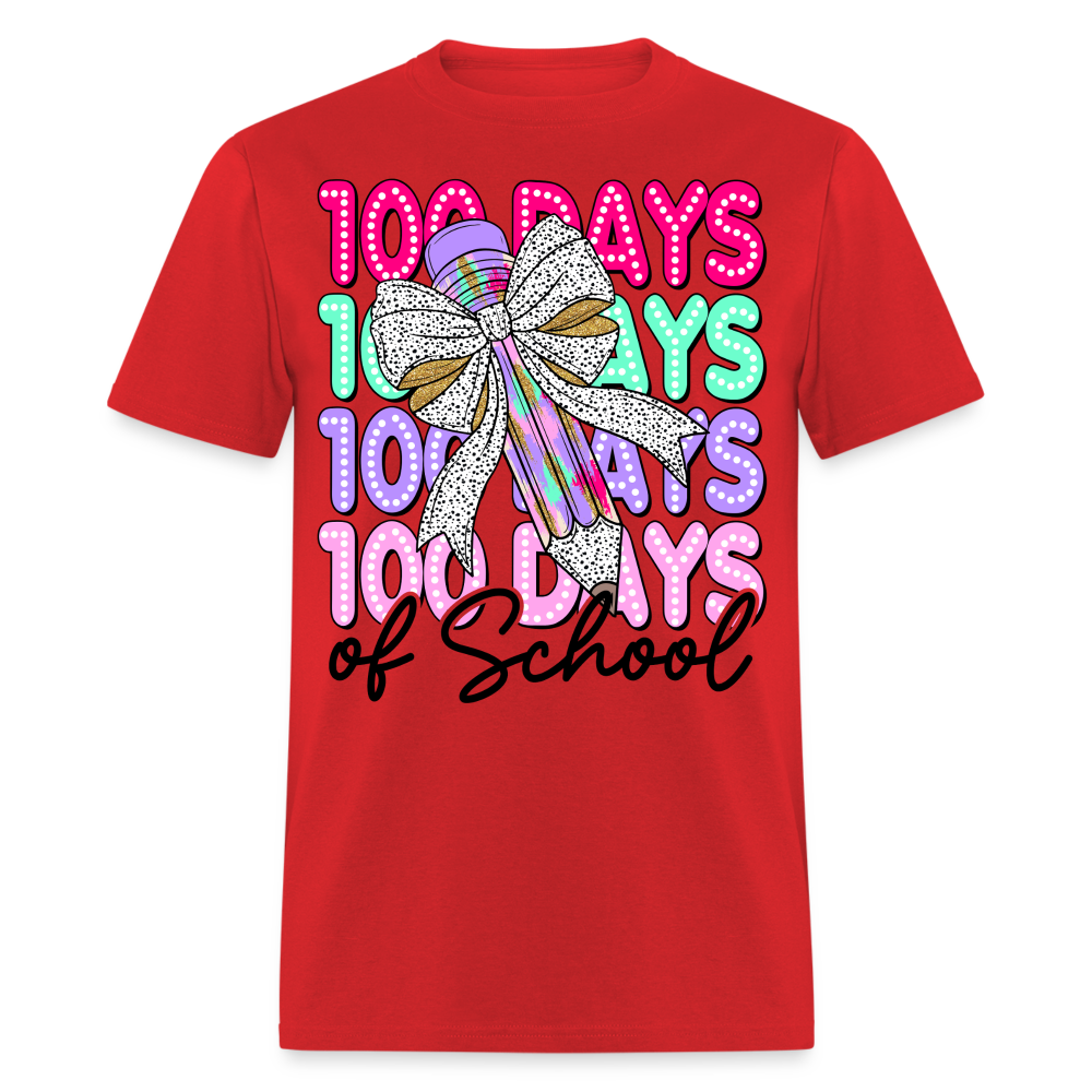 100 Days Of School Teacher Shirt Colorful Pencil Teacher Appreciation T-shirt - red