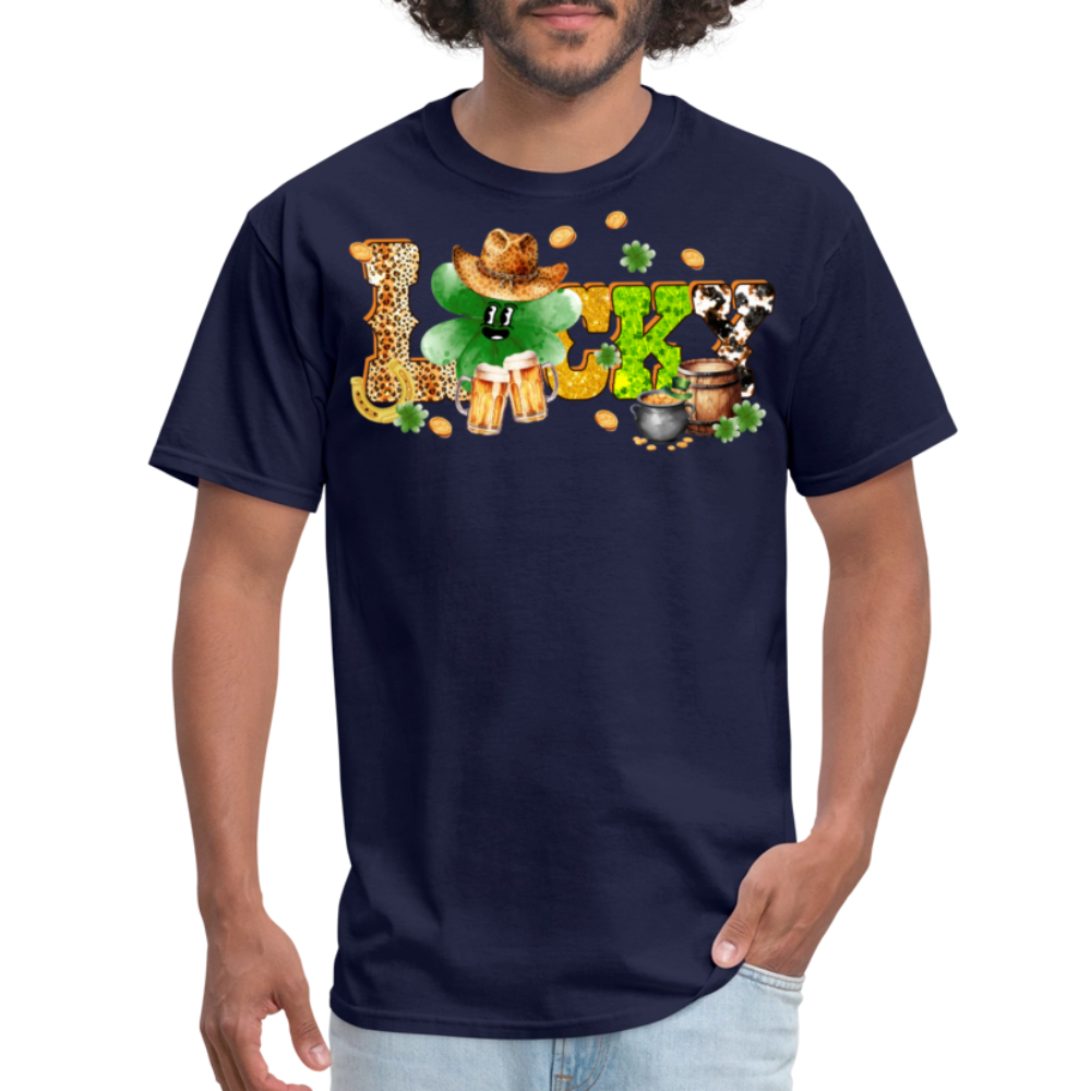 Lucky Shamrock Western Graphic T-shirt - navy