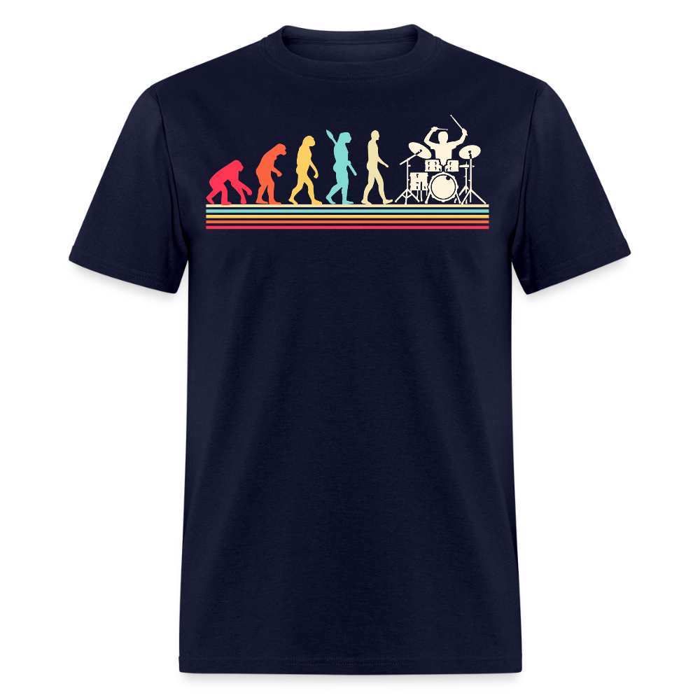 Funny Evolution Drummer T-shirt - navy