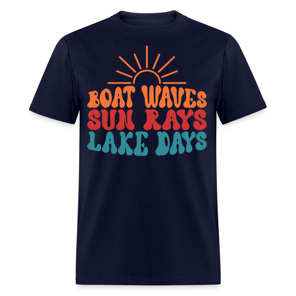 Vintage Summer Boating Lake Day T-shirt - navy