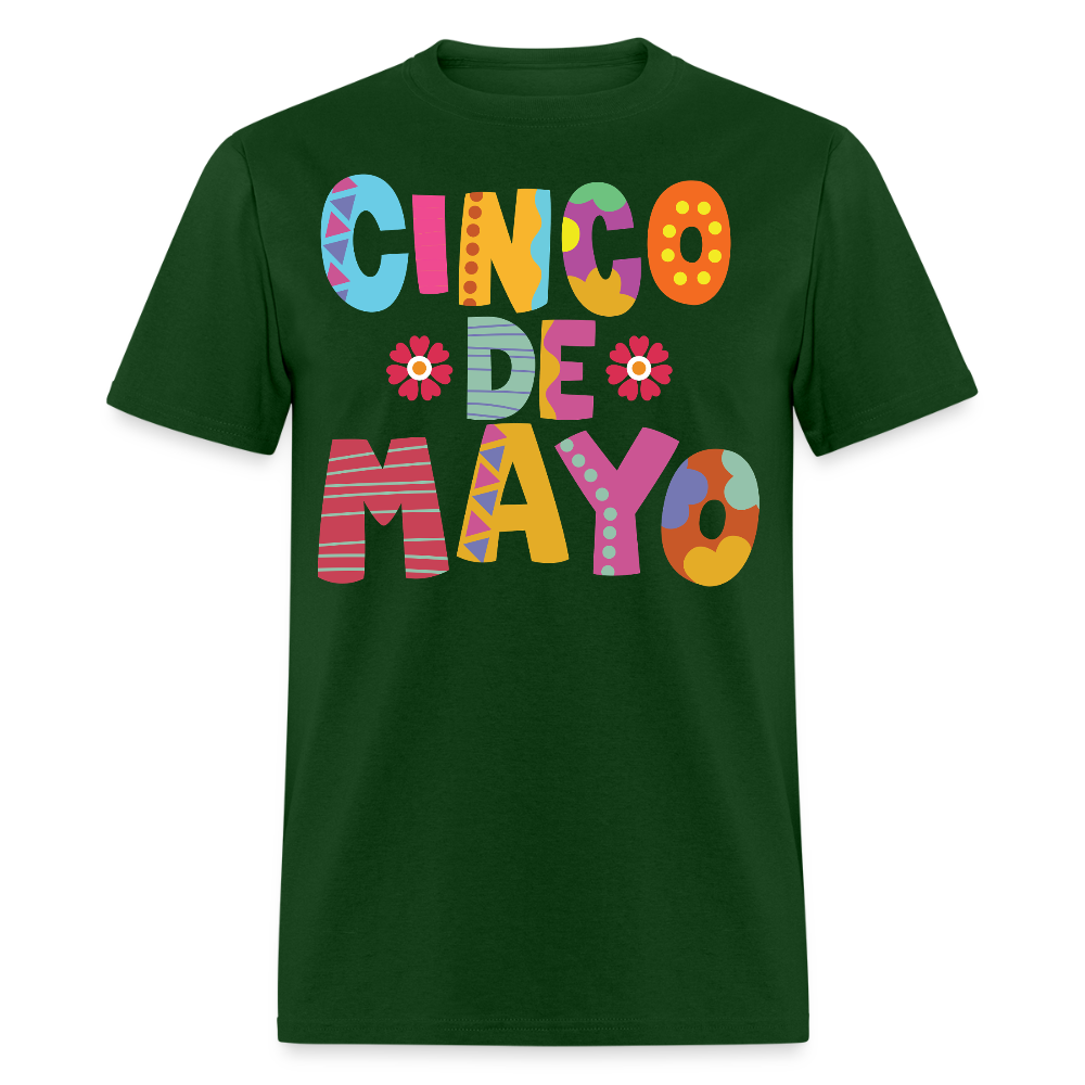 Mexican Holiday Celebration Tee Cinco De Mayo Colorful Graphic T-shirt - forest green