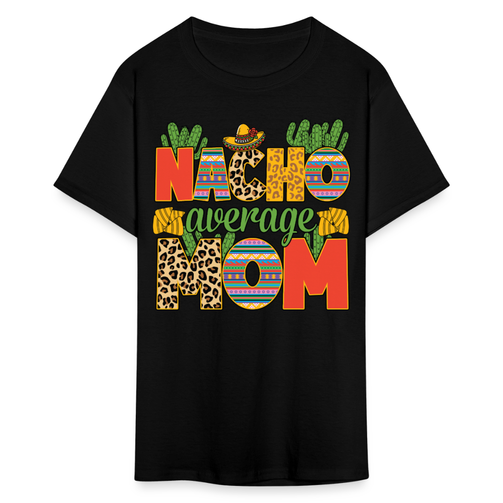 Leopard Print Nacho Average Mom Shirt Colorful Fiesta Mom T-shirt - black