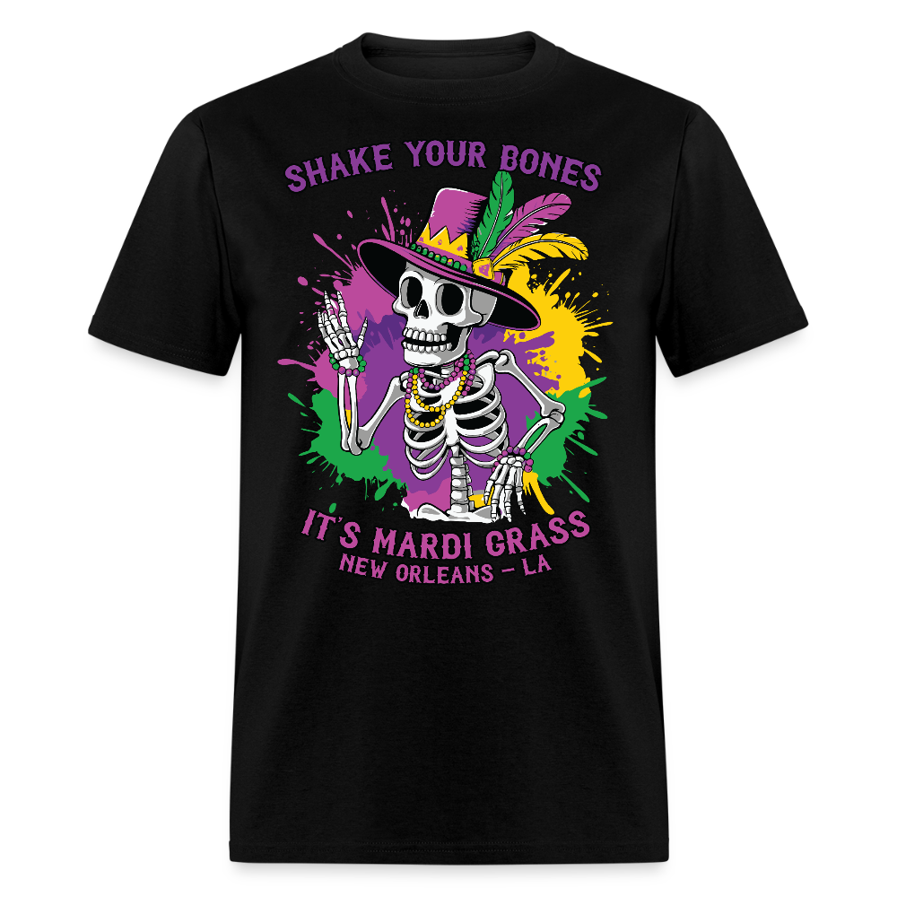 Shake Your Bones Festive Mardi Gras Unisex T-shirt - black