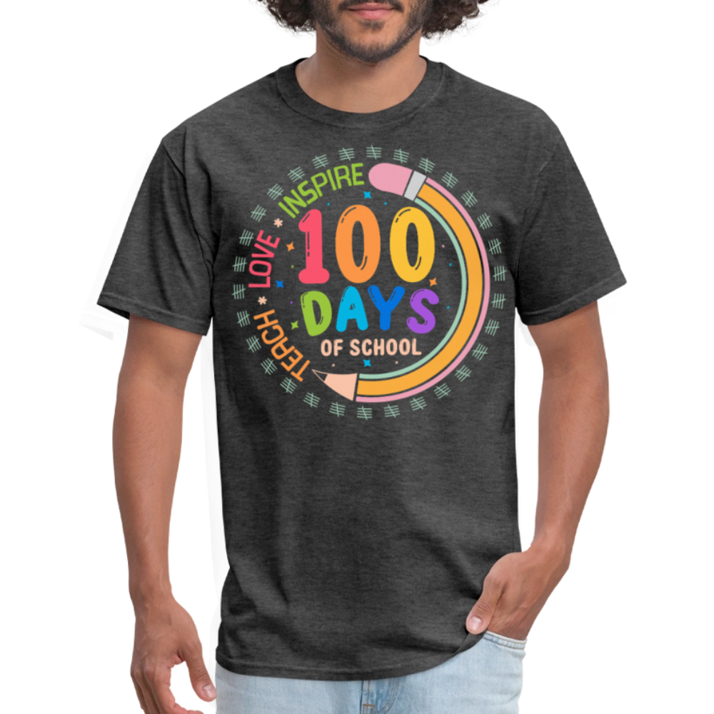 100th Days Of School Shirt For Teachers School Milestone Celebration T-shirt - heather black