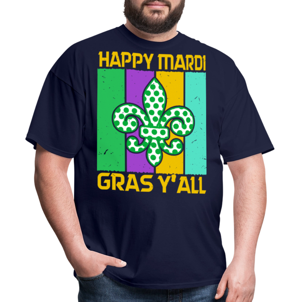 New Orleans Festival Tee Southern-style Mardi Gras Y’all T-shirt - navy