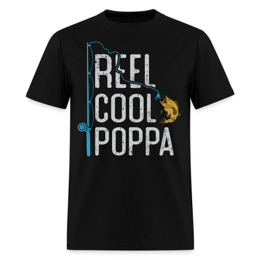 Reel Cool Poppa Fishing Themed T-shirt - black