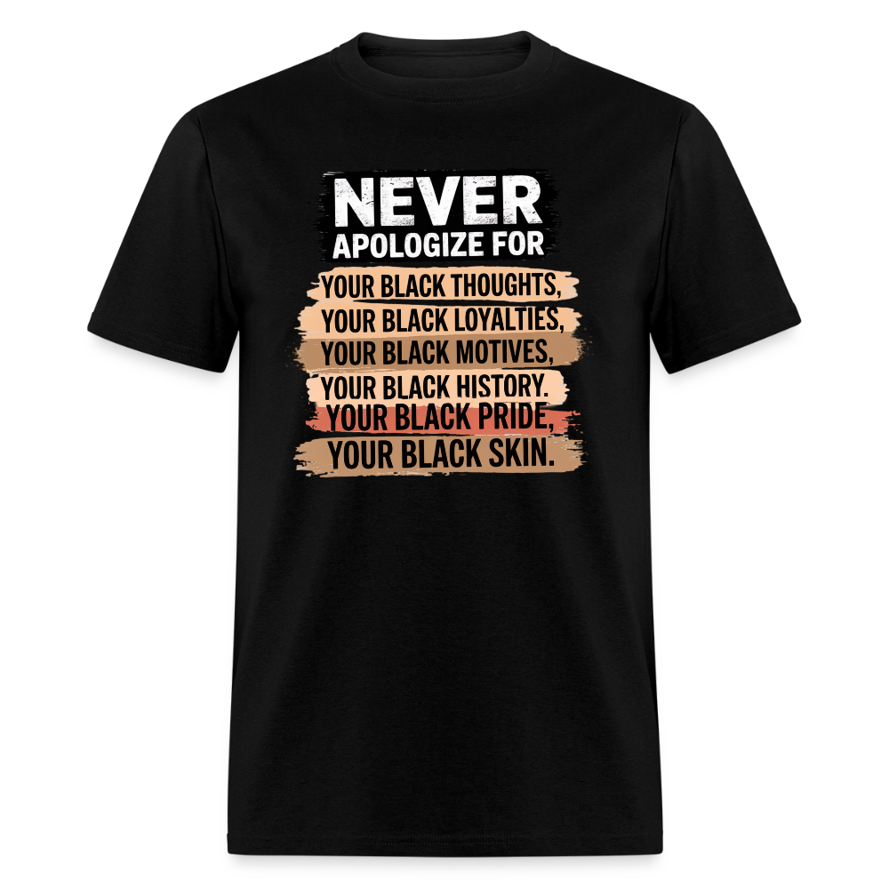 Never Apologize Black History Shirts Melanin Pride Unisex T-shirt - black