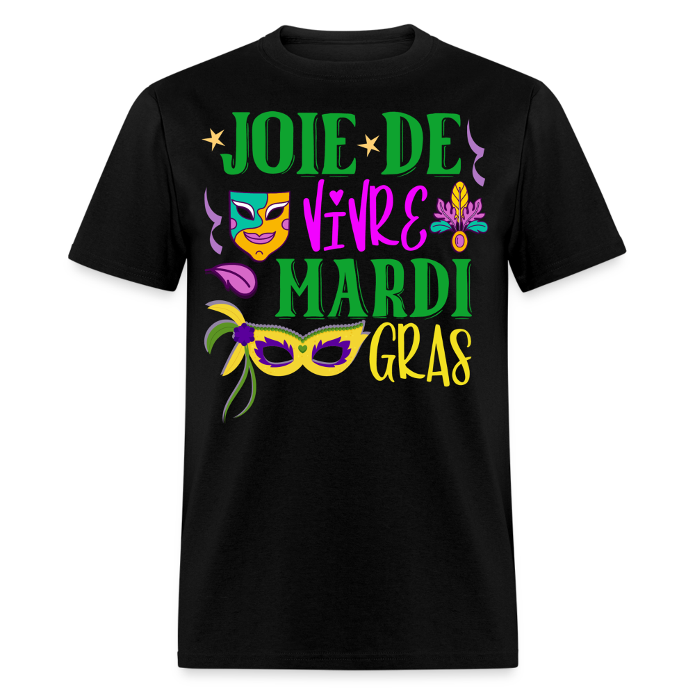 Joie De Vivre Mardi Gras Graphic Tee Colorful Masquerade Mask T-shirt - black