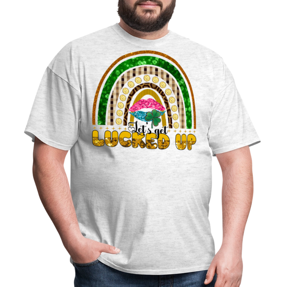 Let's Get Lucked Up Leprechaun Rainbow Lucky T-shirt - light heather gray