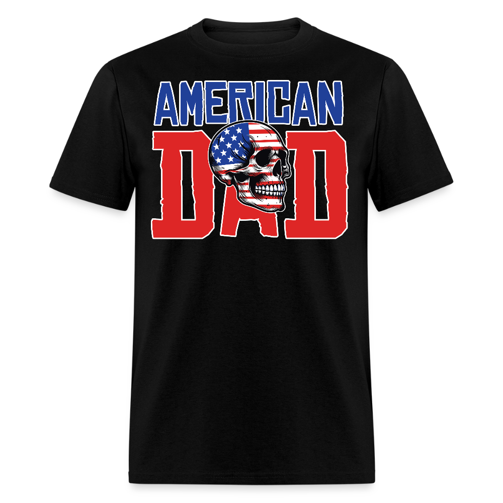 Skull American Flag Patriotic American Dad T-shirt - black