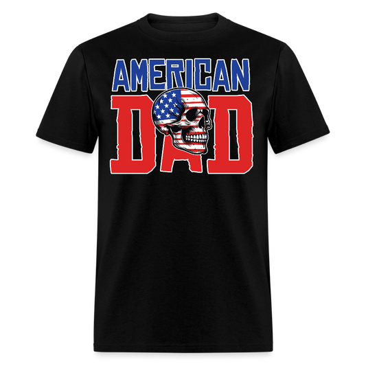 Skull American Flag Patriotic American Dad T-shirt - black