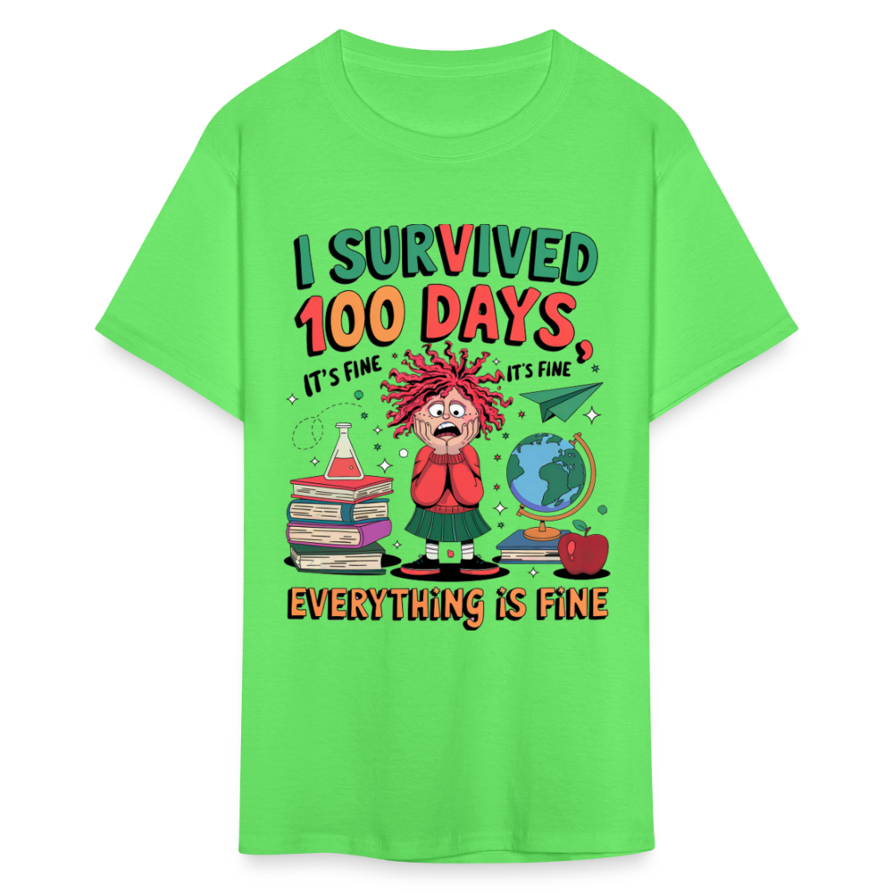 I Survived 100 Days of School Shirt - Funny Teacher and Student Celebration Unisex T-Shirt - kiwi