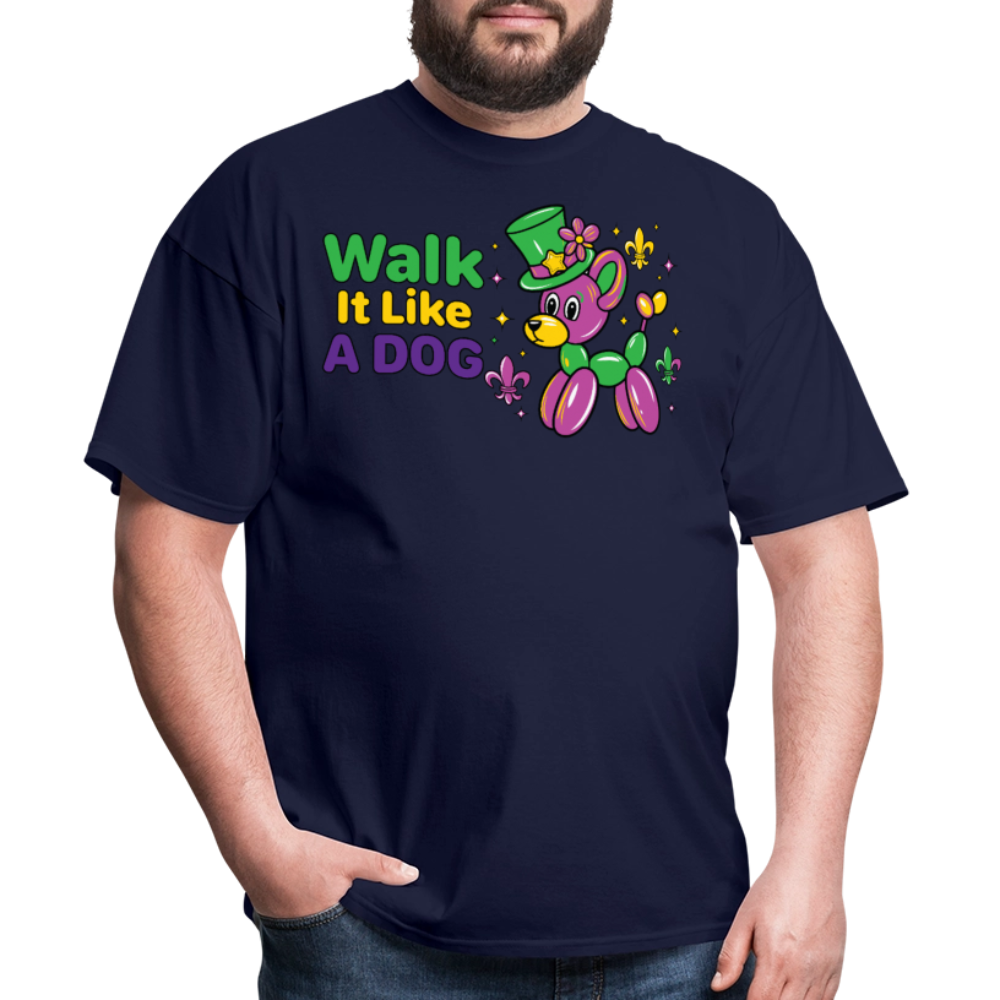 Walk It Like A Dog Tee Mardi Gras Balloon Dog T-shirt - navy