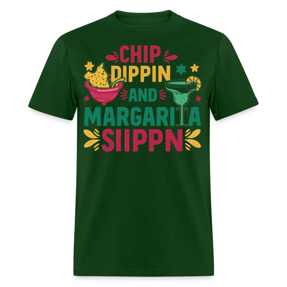 Chips And Dip Party Outfit Fun Margarita Drinking T-shirt - forest green