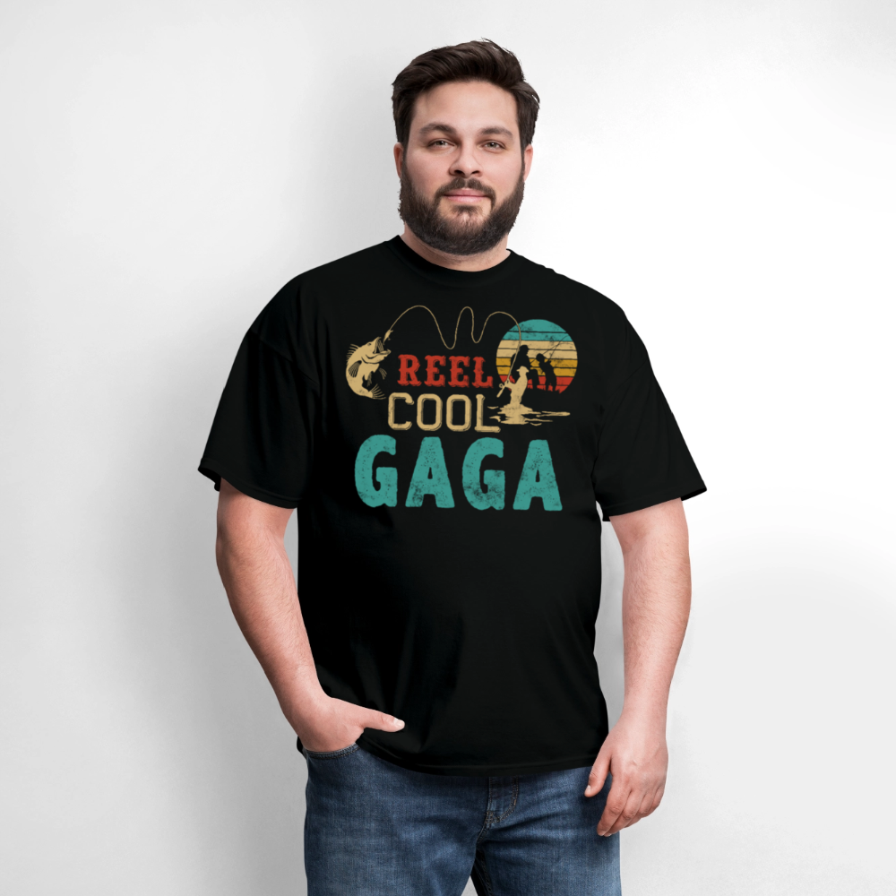 Reel Cool Gaga Cute Grandma Fishing T-shirt - black