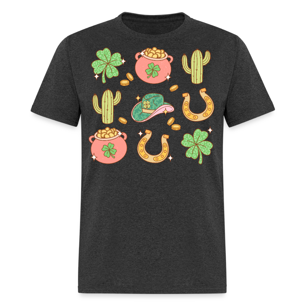 Lucky Irish Cowboy Aesthetic T-shirt - heather black