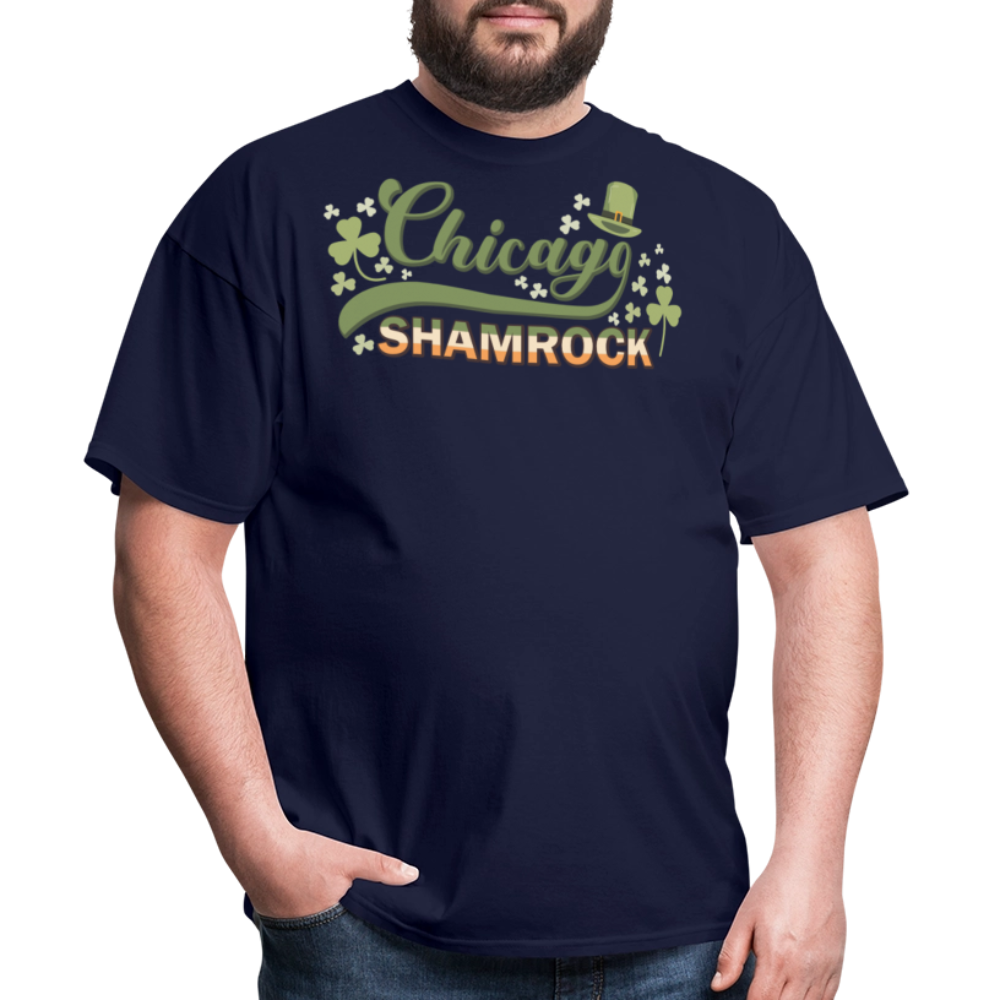 Leprechaun Hat Lucky Chicago Shamrock Graphic T-shirt - navy