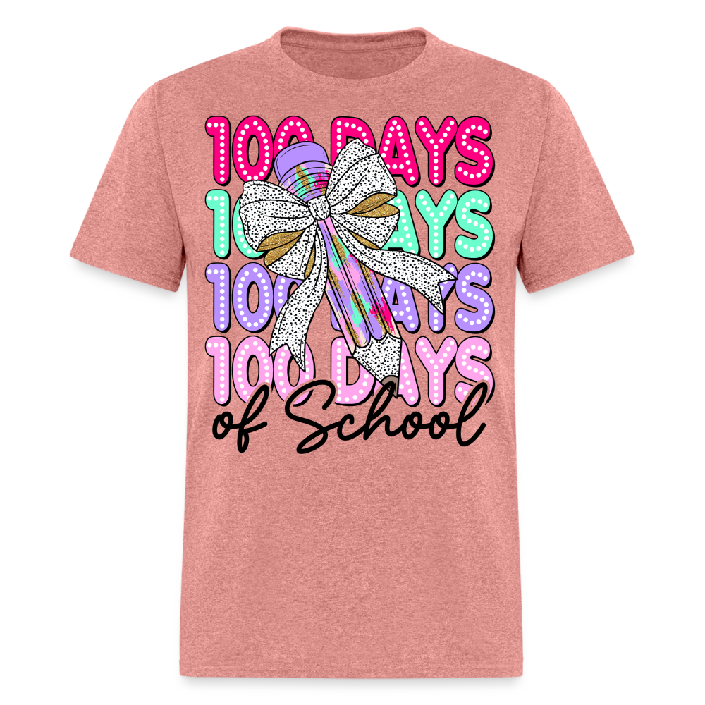 100 Days Of School Teacher Shirt Colorful Pencil Teacher Appreciation T-shirt - heather mauve