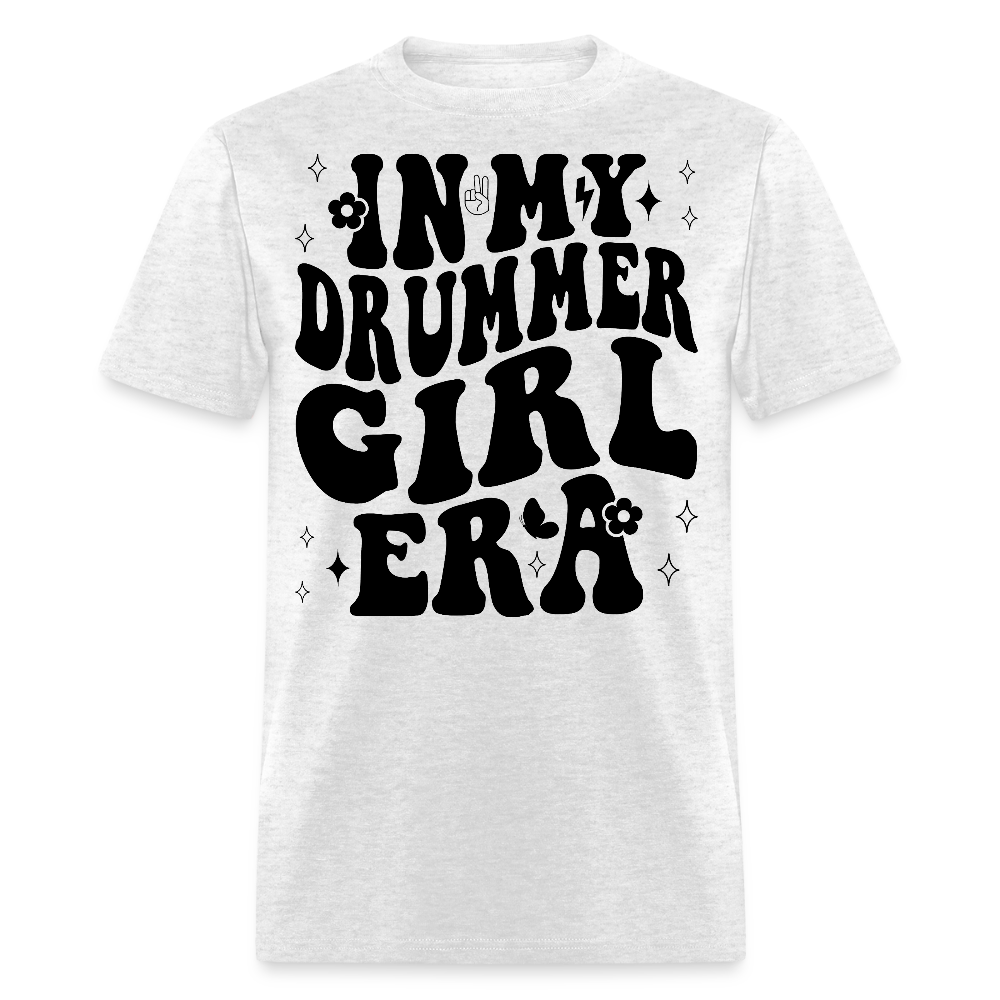 Retro Drummer Musician Girl T-shirt - light heather gray