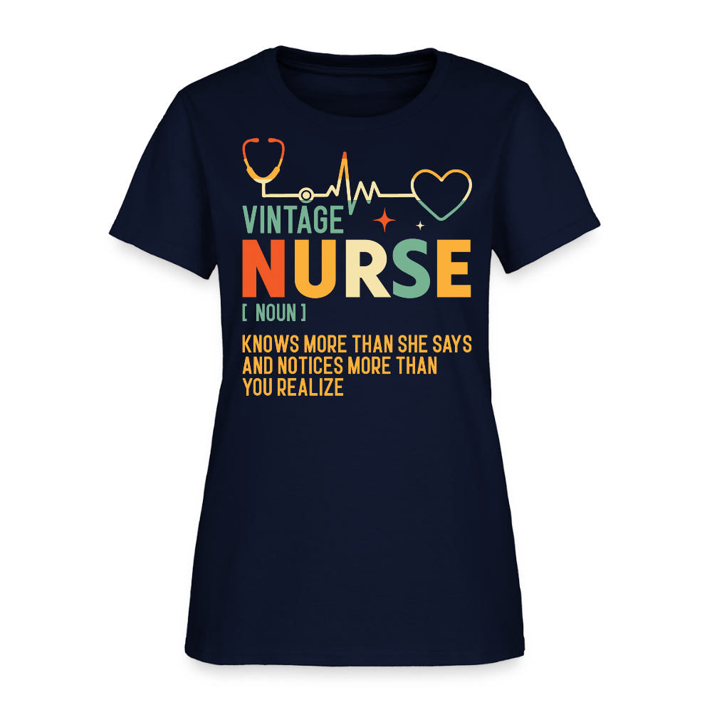 Vintage Nurse Definition Gift For Healthcare Workers T-Shirt - navy