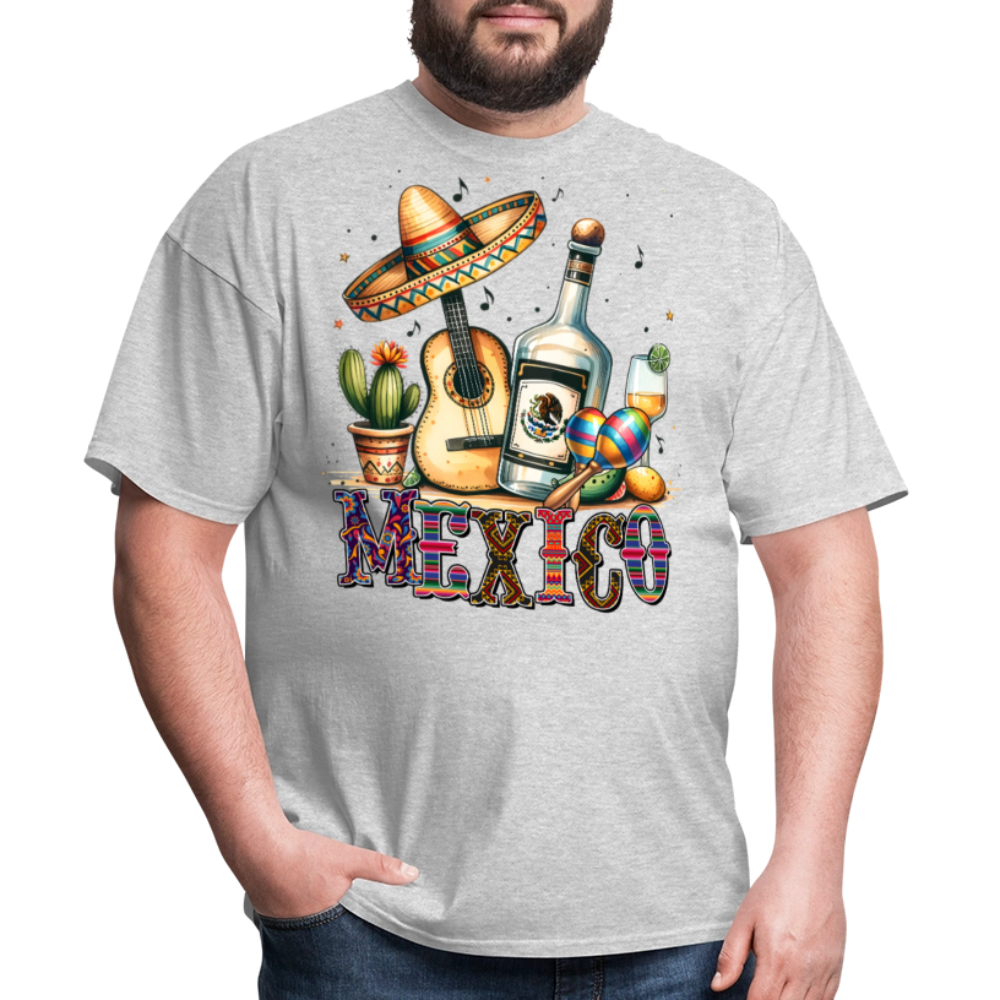 Vintage Mexican Tequila Graphic Tee Mariachi Music And Fiesta T-shirt - heather gray