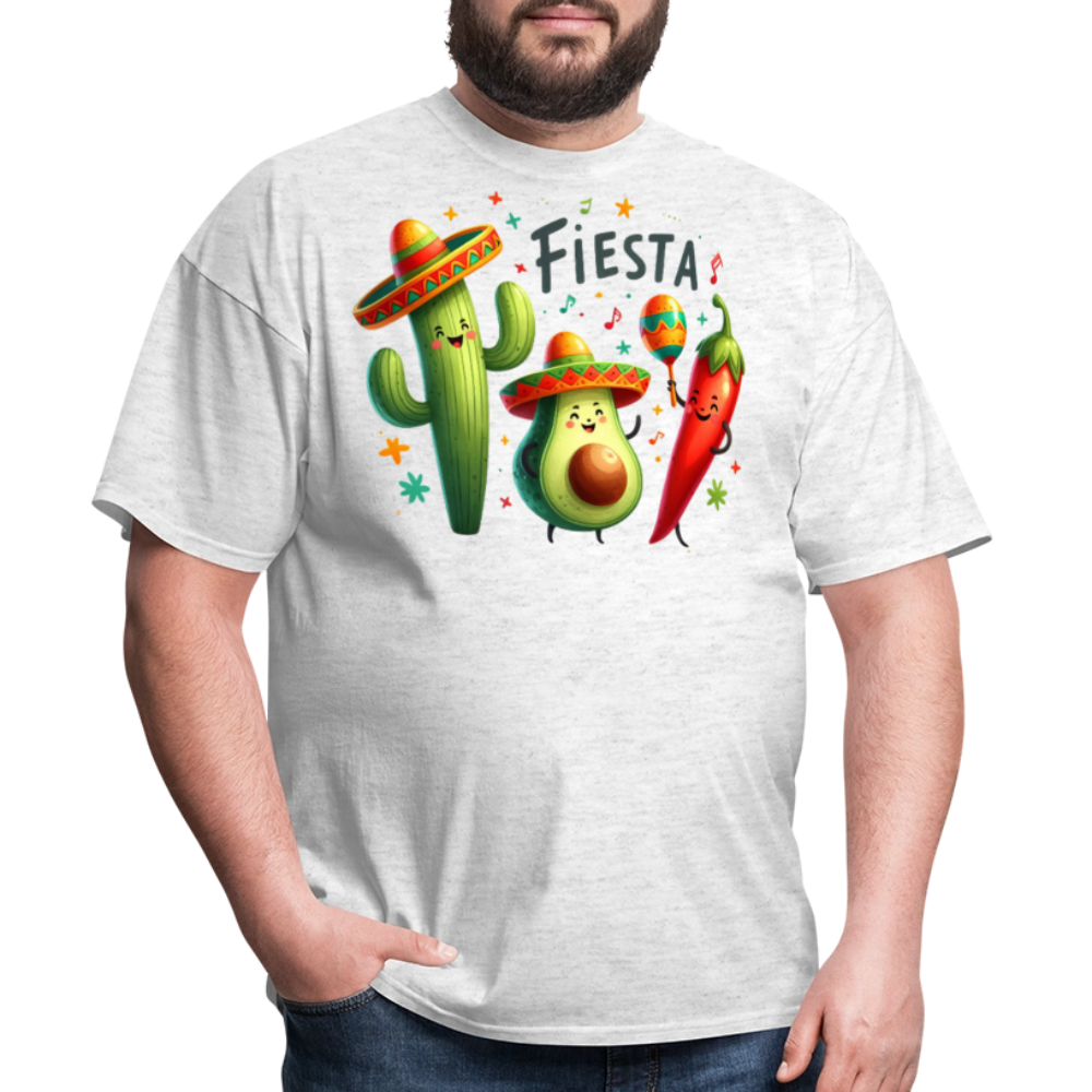 Cinco De Mayo Cartoon Design Tee Cute Avocado And Cactus Fiesta T-shirt - light heather gray