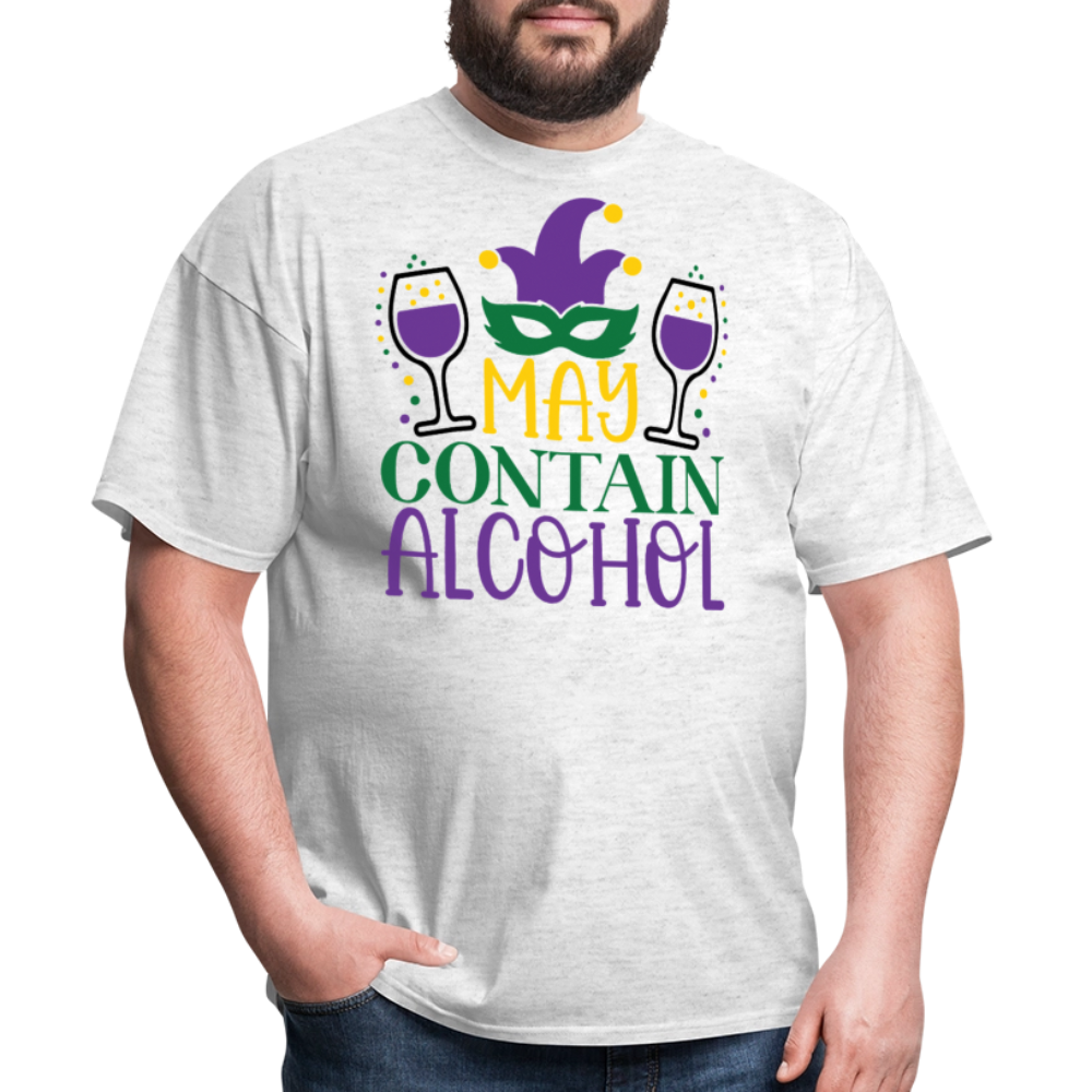 May Contain Alcohol Mardi Gras Unisex T-Shirt - light heather gray