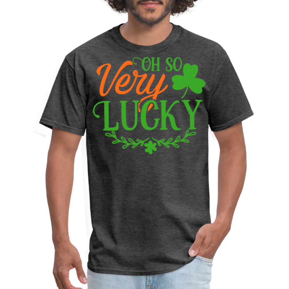 Oh So Very lucky Irish Shamrock T-shirt - heather black
