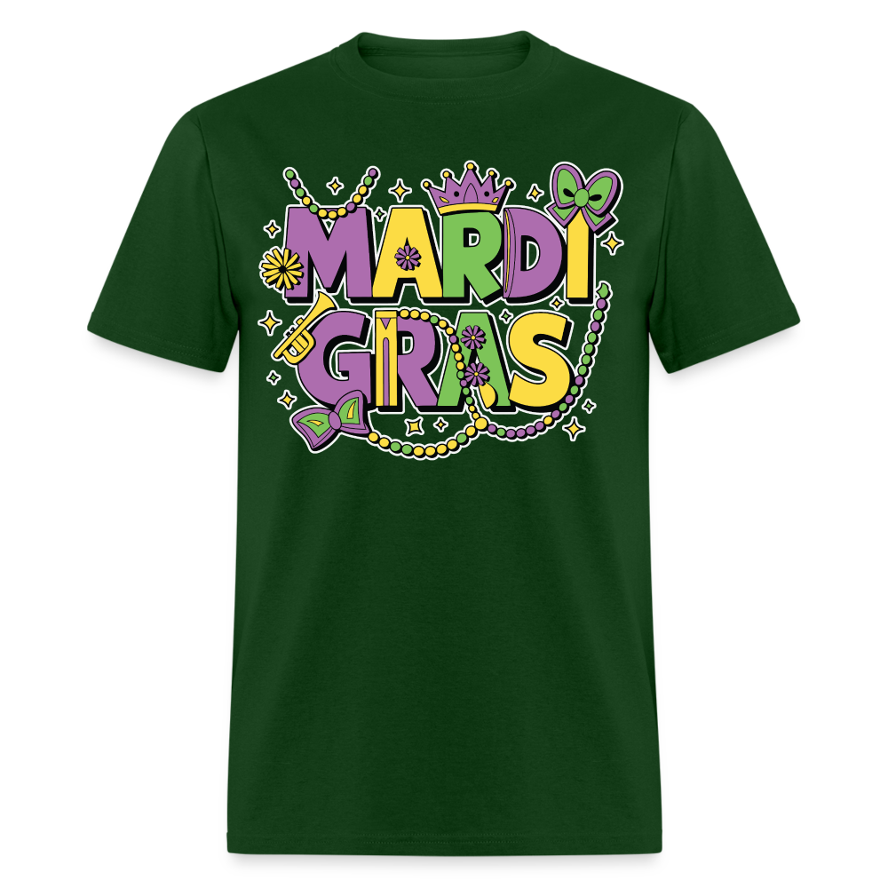 Funny and festive Mardi Gras shirts Mardi Gras Crown T-shirt - forest green