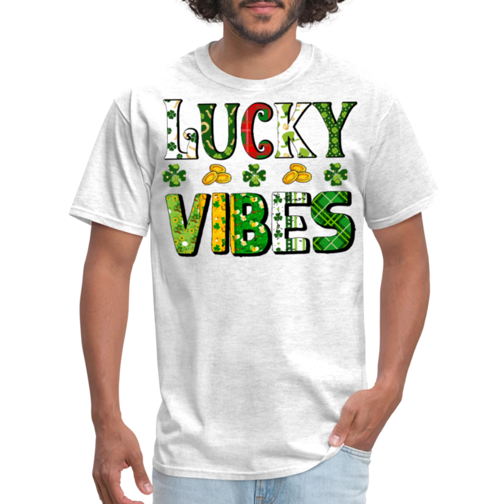Lucky Vibes Graphic Tee With Shamrocks T-shirt - light heather gray