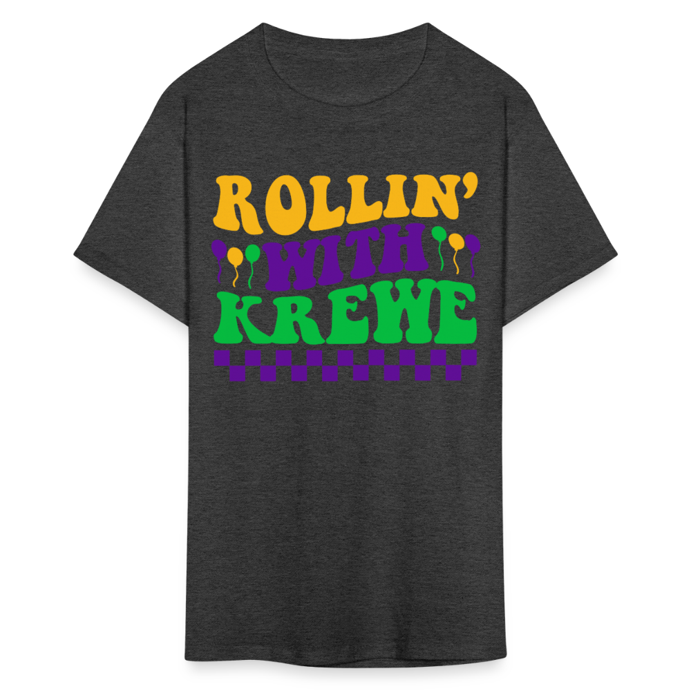 Rollin with Krewe Funny Mardi Gras Parade T-Shirt - heather black