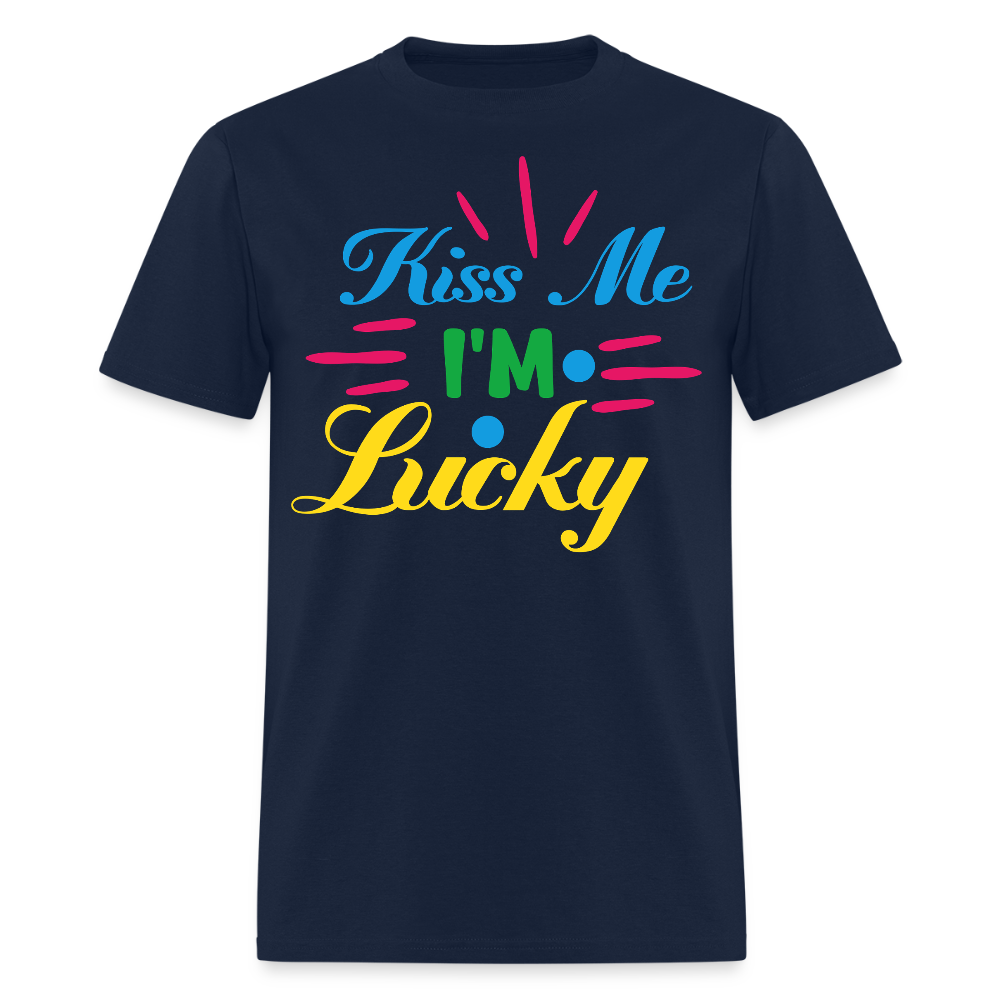 Funny Madri  Gras Tee Kiss Me I’m Lucky Irish T-shirt - navy