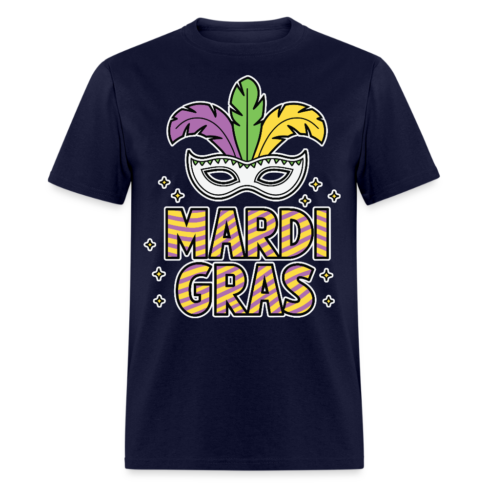 Funny And Stylish Mardi Gras Parade Tee Colorful Masquerade Mask T-shirt - navy