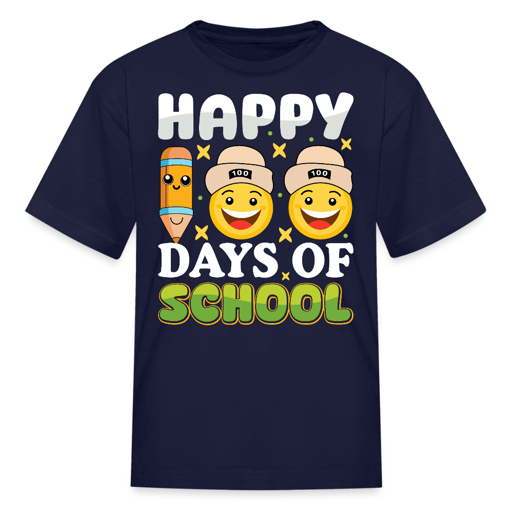 100 Days Of School Tee For Kids School Milestone Celebration T-shirt - navy