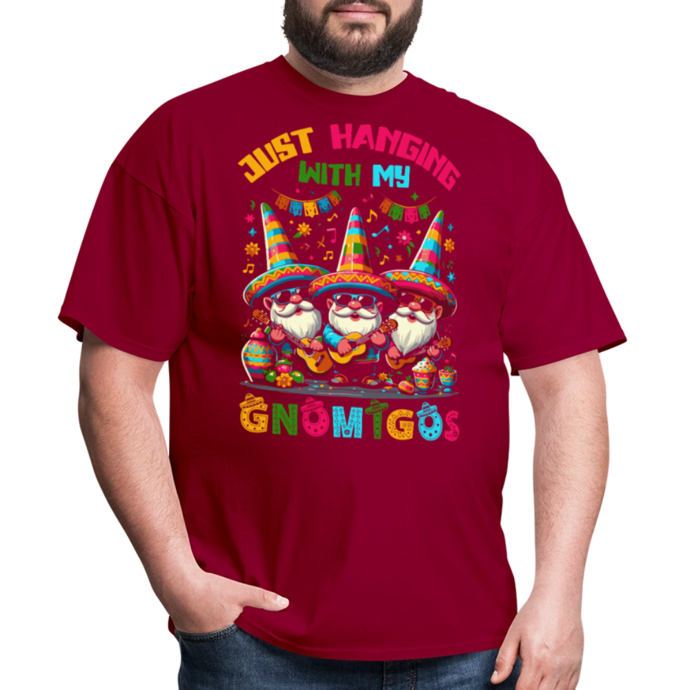 Just Hanging With My Gnomigos Tee Funny Mexican Gnome T-shirt - dark red