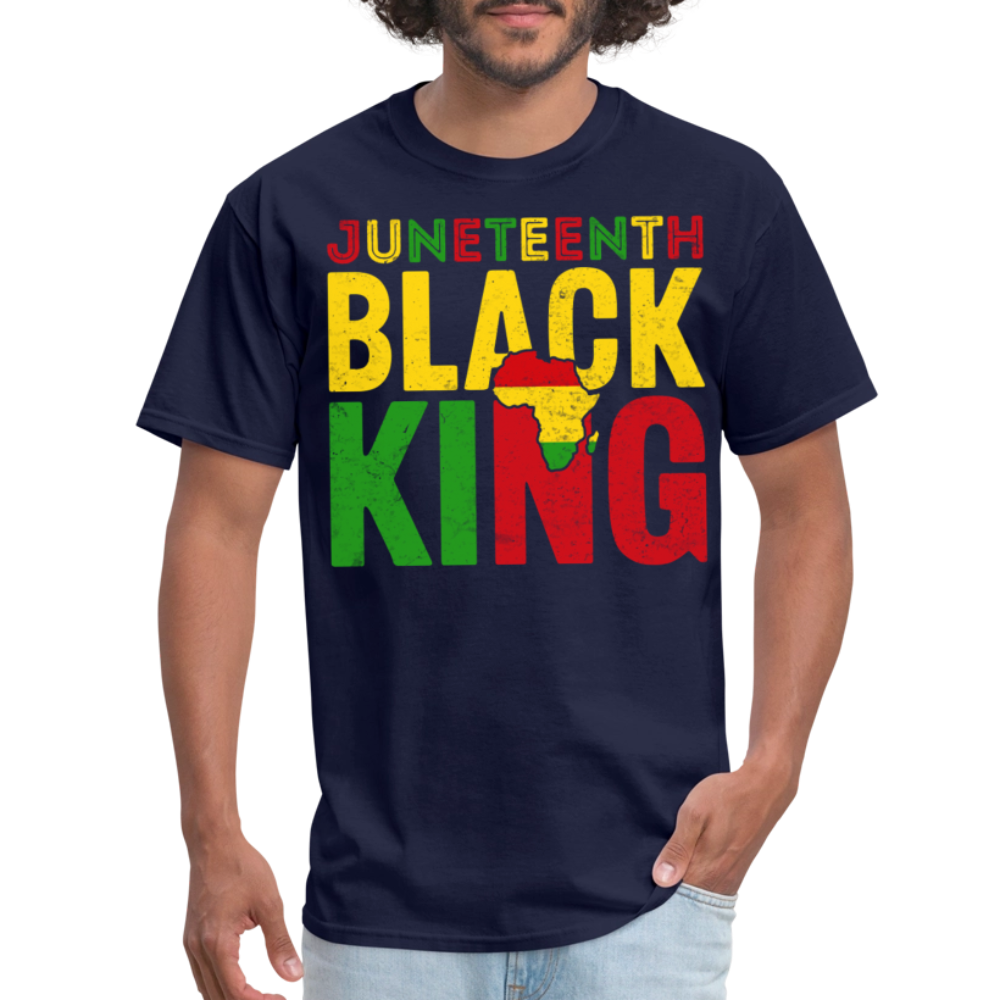 Black King African Heritage Tee Juneteenth Black King T-shirt - navy