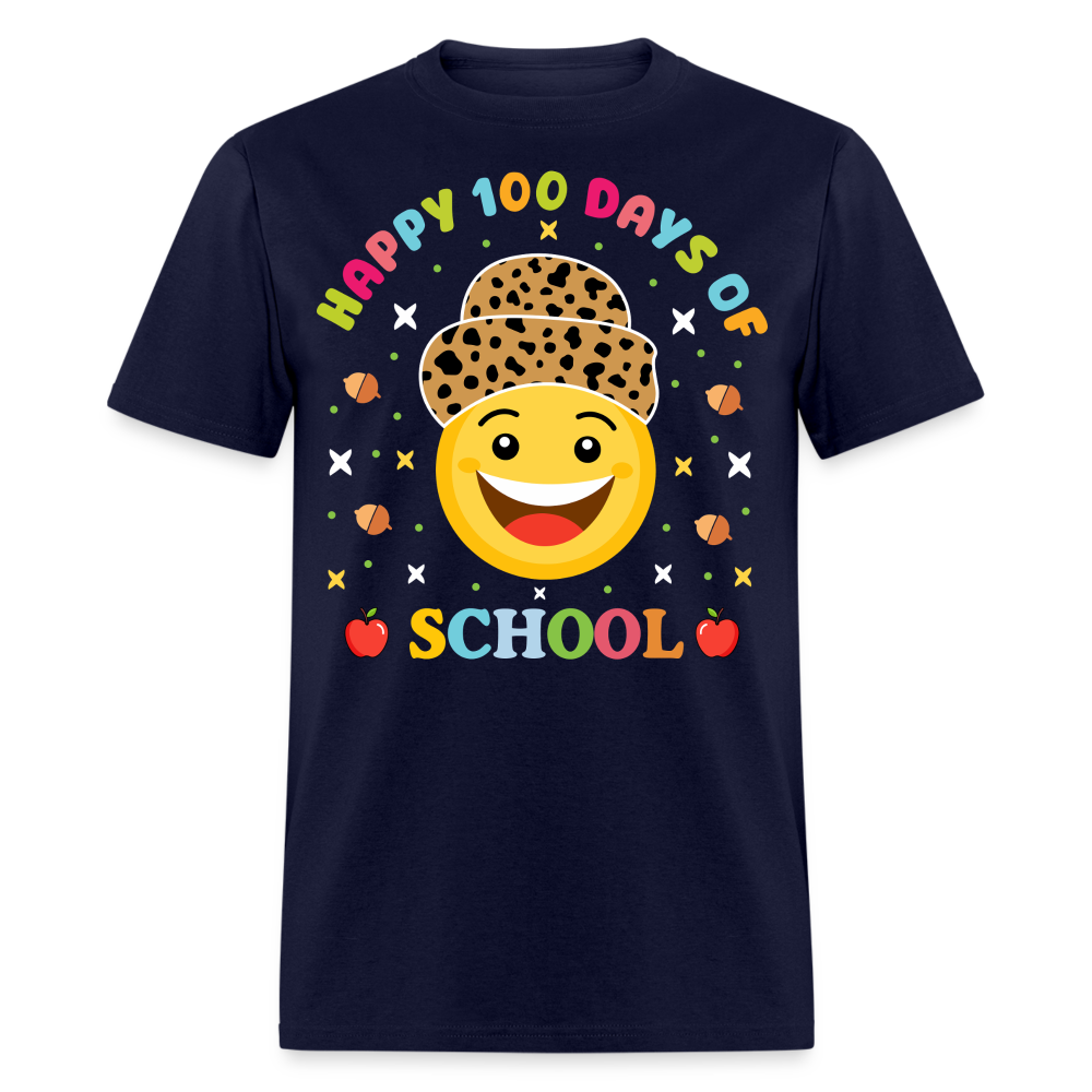 Leopard Print 100 Days Of School Shirt For Teachers Unisex T-Shirt - navy