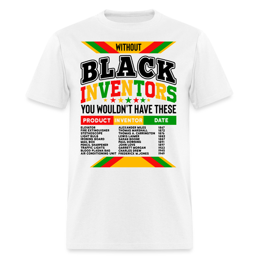 Black Inventor Tribute Graphic Tee Celebrating Black Innovators T-shirt - white