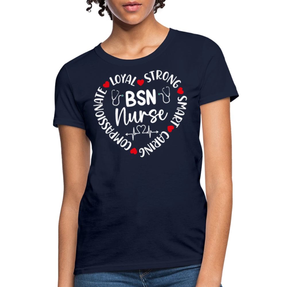 Cute BSN Nurse Graduation Gift Women's T-Shirt - navy