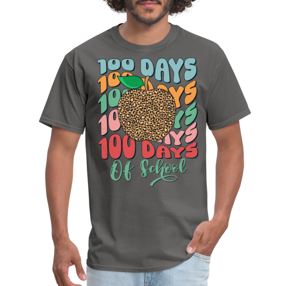 Leopard print 100 Days Of School Teacher Appreciation Gifts T-shirt - charcoal