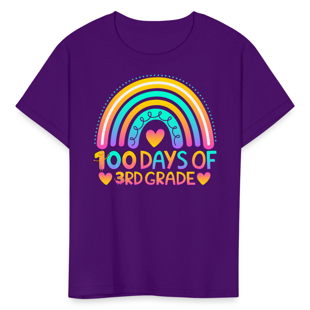 100 Days of 3rd Grade Rainbow Kids' T-Shirt - purple