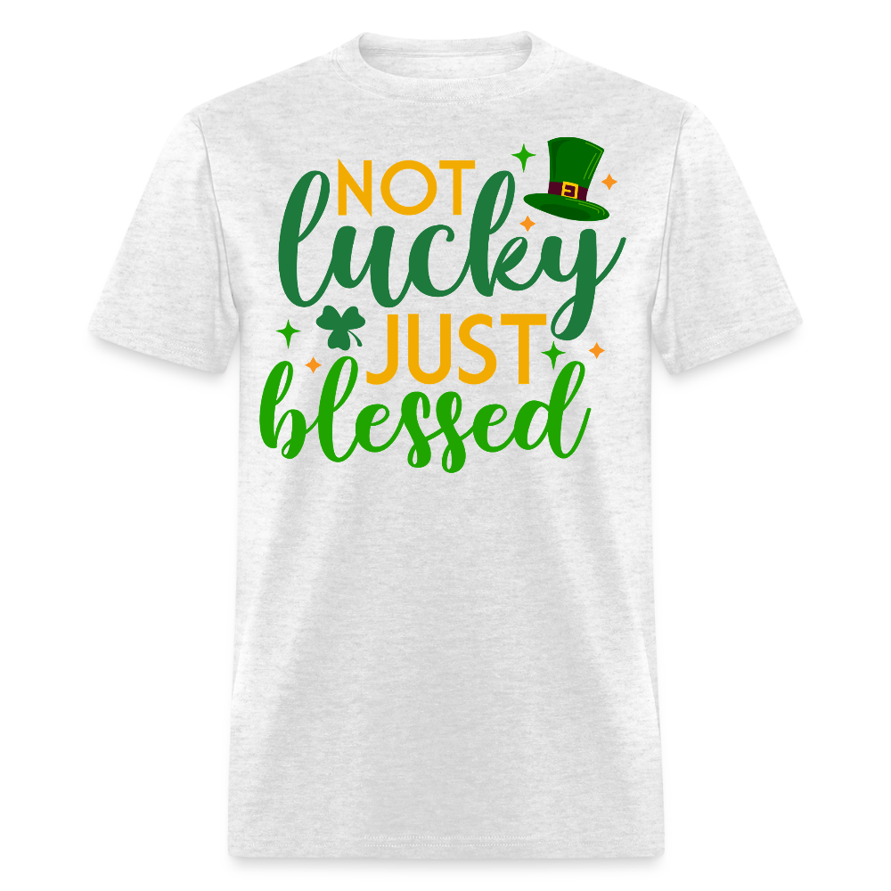 Blessed Not Lucky St Patrick’s Day Christian T-shirt - light heather gray