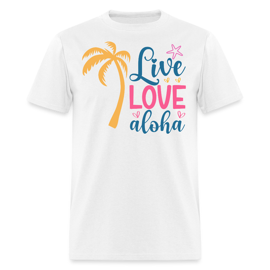 Live Love Aloha Tropical Vacation T-shirt - white