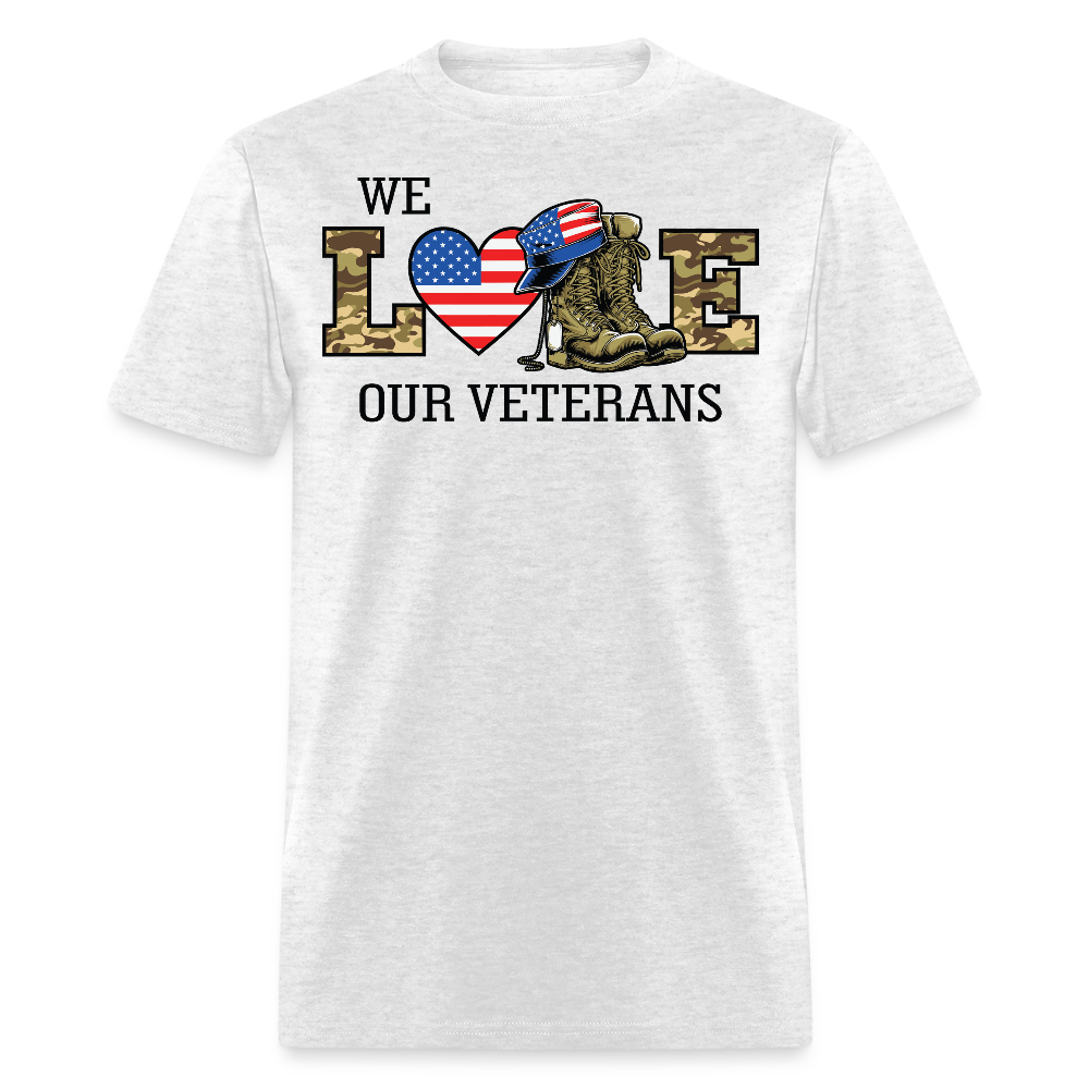 We Love Our Veterans Patriotic T-shirt - light heather gray
