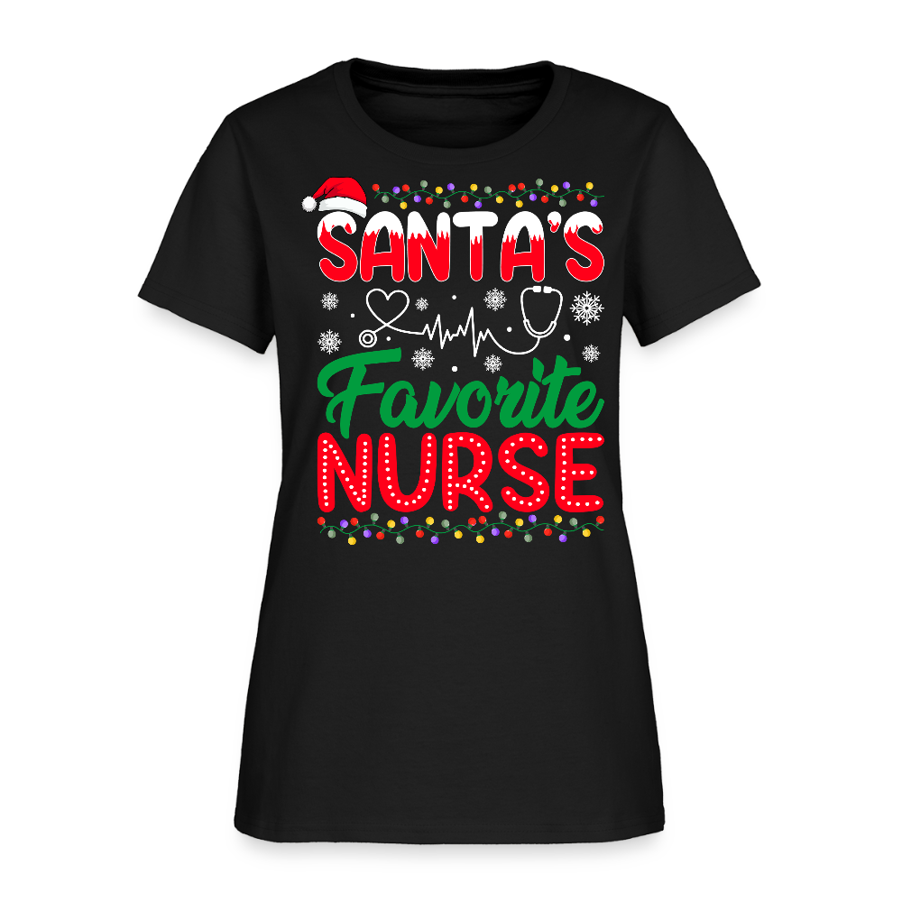 Santa’s Favorite Nurse Christmas T-Shirt - black