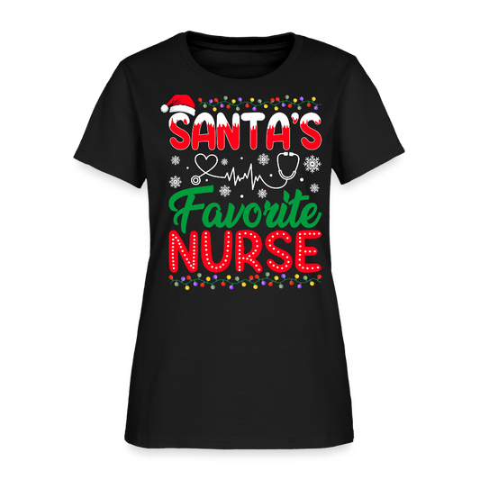 Santa’s Favorite Nurse Christmas T-Shirt - black
